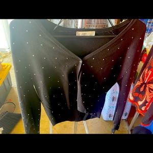 Zara black crop cardigan sweater